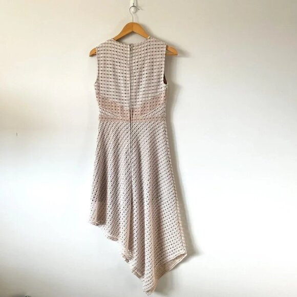 BCBG Max Azria Tracie Asymmetrical Hi Lo Lace Dress  Bare Pink Nude Sz Small - Picture 7 of 9